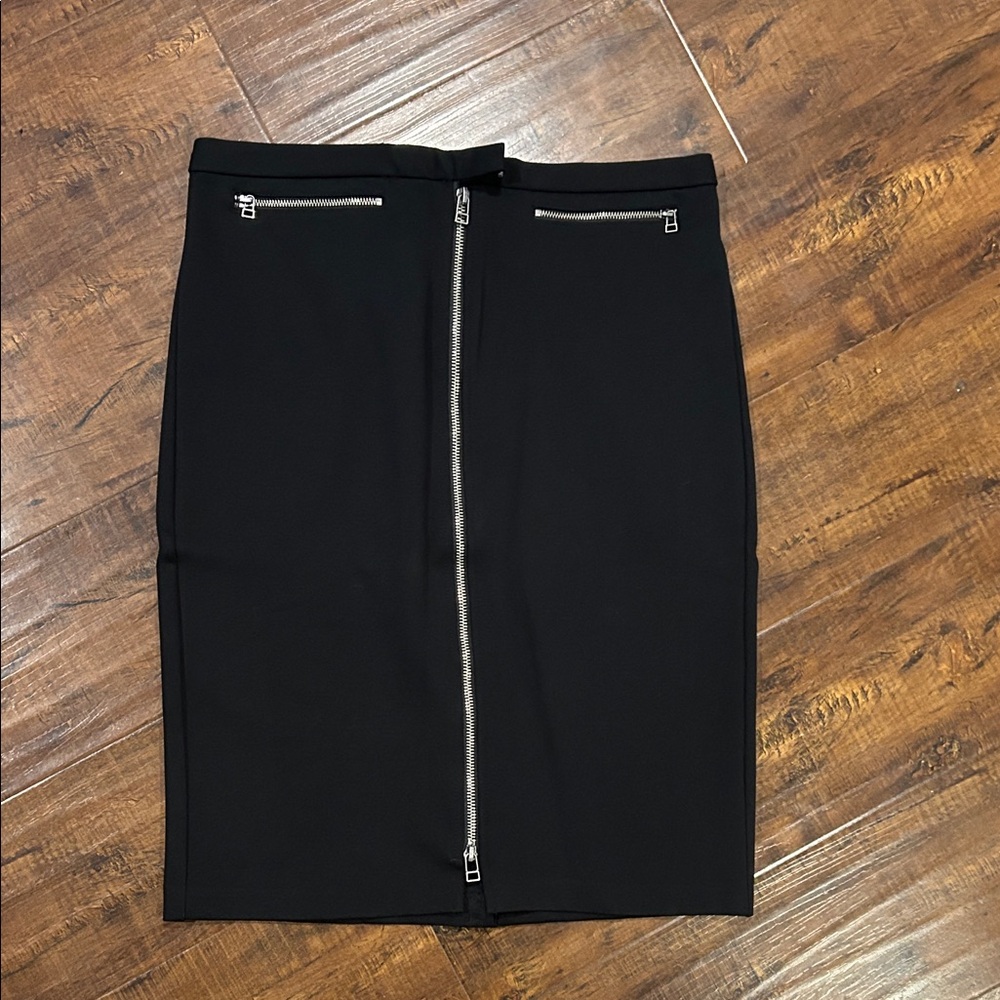 Catherine Malandrino Black Pencil Skirt with Zipper Detail